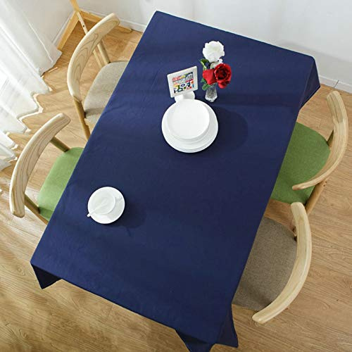 Homxi Tischtücher Rechteckig 90 W x 140 L cm,Gartentischdecke Blau Marine Einfarbig Baumwolle Tischdecke Fleckabweisend