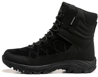 ROOKMARK Winter-Schneestiefel für Herren, mit Fell gefütterte, warme, wasserdichte Winterstiefel (427-Schwarz,43)