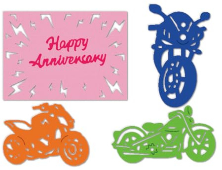 DELORIGIN Stanzformen Zum Basteln von Motorrad Jubiläumskarten Gestanzte Schablonen Aus Karbonstahl Prägeschablonen Rahmen Stanzschablonen Neuheiten 2025 Für Papierbastelalben Geschenkdekor
