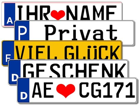 LSDINDF Nummernschild Aufkleber, Personalisierte Nummernschild Aufkleber Mit Wunschtext, selbst gestalten Nummernschild, Deutschland Aufkleber Auto, ldeale Geschenkidee.