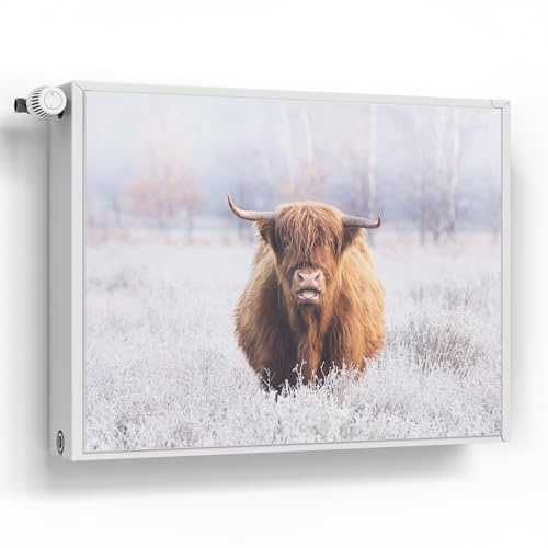 DEQORI Magnetfolie für Heizung 80x60 cm | Motiv Frostiger Hochlandblick | dekorative Magnetmatte Heizkörper Schutz Verkleidung | Magnet Deko-Folie selbstklebend, magnetisch & wasserabweisend