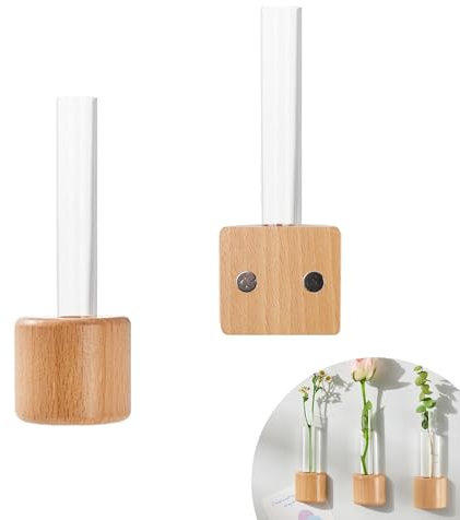 YFaith Jarrón Hidropónico, 2 Piezas 12,5 cm Plástico Jarrón de Tubo, Magnético Jarrones Plantas de Agua, Tubos de Ensayo Magnéticos, Transparente Tubos Ensayo Plastico, para Oficinas Dormitorios