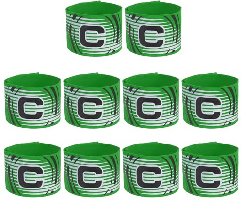 PATIKIL Fascia Capitano Calcio, 10Pz Fascia Braccio Capitano Calcio Fascia Braccio C Elastica per Capitano Sportivo Fascia Capitano per Gioventù Squadra Calcio Allenamento Erba Verde