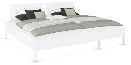 Rauch Möbel MARE, Familienbett, Farbe Weiß, Maße 248x95x217 cm | Bett, Mehrpersonenbett für gemeinsames Schlafen mit der Familie, mit Holzkopfteil, Schlafzimmer, Liegefläche 240x200 cm