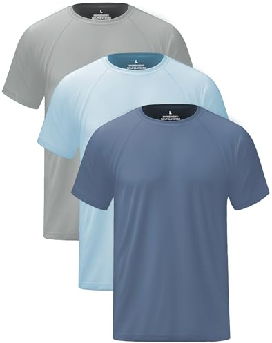Hioutdoor UV Shirt Herren 3er Pack Schutz UPF 50+ Schnelltrocknend Kurzarm Rash Guard Sommer Strand für Outdoor Surfen Schwimmen Sport Tshirt Schutzkleidung Männer