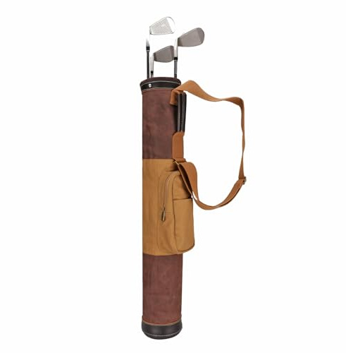 Tourbon Sac de golf vintage en toile et cuir avec bandoulière pour homme et femme