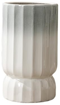 Shihan-2015 Macetas para Plantas Maceta Grande de cerámica de Alta Gama con diseño de Techo, Color Gris Degradado y Blanco, for Plantas Verdes, decoración de Interiores Maceteros Decorativo(Medio)