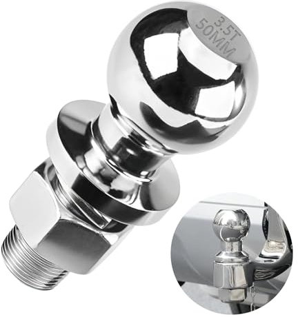 Sudnsadaks Boule Attelage, Diamètre 50mm Attelage Remorque, Boule d'Attelage Tracteur, Rotule Barre d'Attelage, Ø22 mm Vis avec Une Charge Jusqu'à 3,5 Tonnes pour Tracteurs, Camions, VUS et VR, Argent