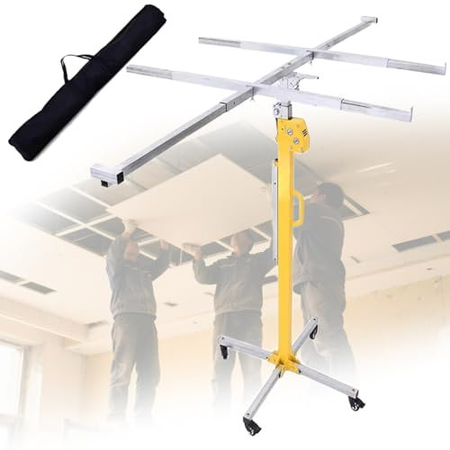 Professional Rigips Plattenheber Heavy Duty,50kg Tragkraft,Höhenverstellung 3-5m,Doppelantrieb (Manuell/Elektro),Integrierte Bohrführung,Stabiler Stahlrahmen,3m