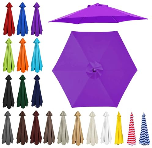 2m/2.30m/2.5m/2.7m/3.0m/3.5m Replacement Parasol Canopy, Garden Umbrella Replacement Top Cover, 6/8 Arms Umbrella Cloth Fabric for Sunshade, Water Resistant, Fits Various Frames(Purple,6ribs:2.7m/8.8f