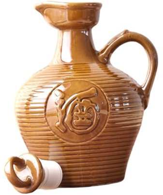 GLEAVI Ceramic Wine Jug Handle 1 Pint Portable Household Wine Pot Vintage Threaded Design and Serving