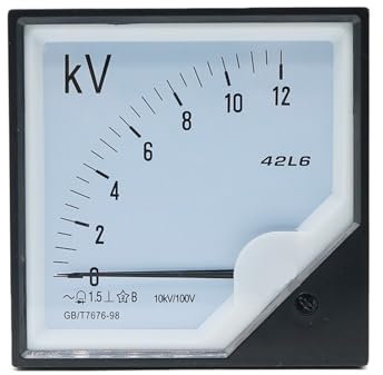 ZBORAVPIX Amperometro analogico da Pannello per Corrente, Voltmetro analogico a Pannello 42L6-V AC 10KV/100V Misuratore Meccanico 1 pz 120x120mm