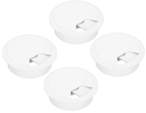 QUARKZMAN Pasacables Escritorio 50mm Ojal de Escritorio de Mesa Blanco 4pcs | Cubierta de Orificio Tapa Pasa Cables Organizador Redondo para Hogar Oficina Mesa de Ordenador