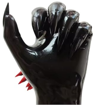 TTANYYUINGOU 1 Pair Of 0.4mm Black Latex Five Finger Fit Outfit Long Gloves With Sharp Long Nails ﻿,BLACK,S