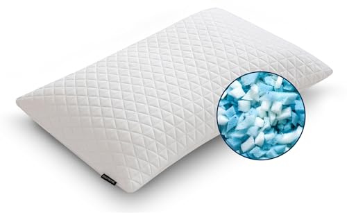 EGO Home Kopfkissen 40x80 cm mit zerkleinertem Memory-Schaum, Nackenkissen für Rückenschläfer & Bauchschläfer, Seitenschläferkissen mit Waschbarer Bezug, Memory Foam Kissen 80x40cm, ÖKO-TEX