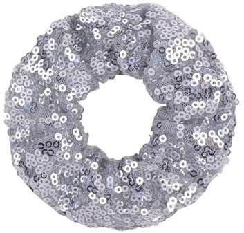 Blausky 2 Stück Pailletten Haargummis für Damen,Glitzer Haar-Accessoires Weiche Sequins Scrunchies Elastische Dicke Bänder Pferdeschwanz Halter Frauen Haarschmuck für Karneval Party,Silber
