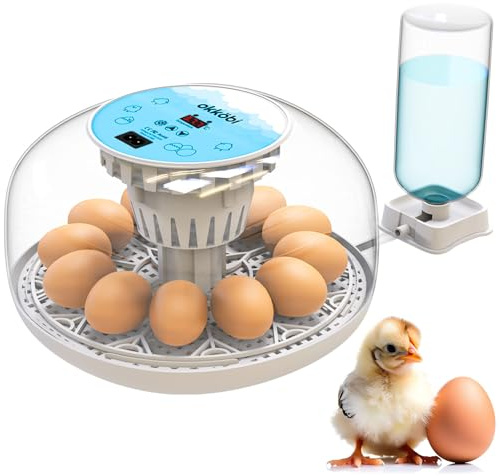 OKKÖBI M12 Egg Incubators for Hatching Eggs - 12/24 Eggs Incubator with Automatic Turner and Humidity Control - Incubadora de Huevos de Gallina - Easy to Use and Clean - 360° View - Blue