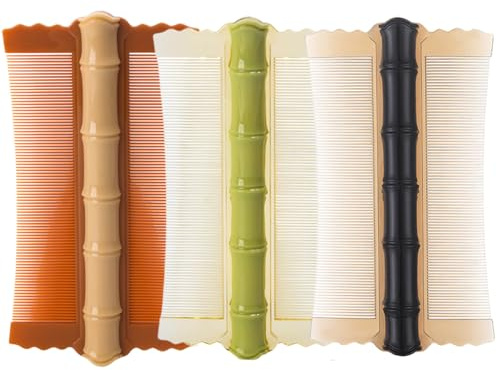 Pettine antiforfora 3 pezzi PP bambù Styling pettine per pidocchi a denti fini su due lati per capelli spessi pulci comoda spazzola per pidocchi 4, 9x2, 8 pollici