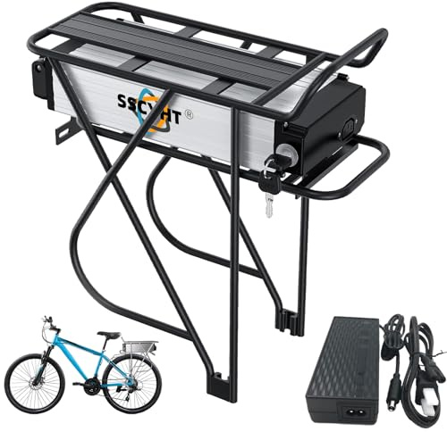 SSCYHT With rack,48V18AH, 48V/36V 10AH 12AH 15AH 18AH Rear Rack Electric Bike Battery 36V 20AH 23.2AH Mobility Scooter Battery 48V 20.4AH Lithium Batteries