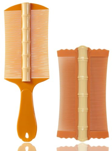 WhaleO 2 st löss- och nätkam, hårkam, tandkam i plast, dubbelsidig tandkam, anti-mjällkam för borttagning av mjäll eller löss, orange