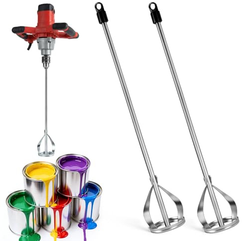 2pcs Plaster & Paint Mixer for Drill, Universal Hex Shank, Thickened Iron | precision-welded mixing paddle for drill, heat-treated iron, deformation-resistant, for plaster cement paint compounds mixing