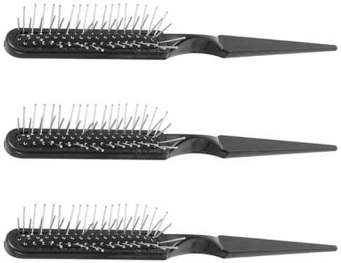 Ciieeo Spazzola per Chioma Setole Metalliche 3 Pezzi, Pettine Massaggiante per Cuoio Capelluto Manico a Coda di Topo, Spazzola per Tintura e Cotonatura, Adatta per Parrucche e Styling
