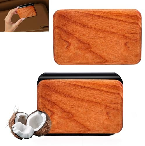 Towonshy Set de 2 Ambientadores de Coche de Madera para Parasol con Clip, Compatible Drift, Aroma Coco, Parte Trasera con Espuma Impregnada, Duradero, Para la mayoría de vehículos