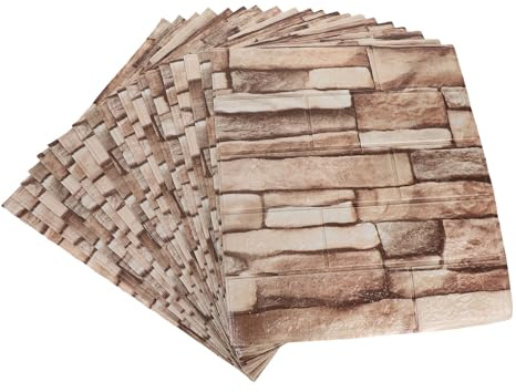 Vaguelly Pegatinas de Pared 3d Autoadhesivas Textura de Ladrillo Blanco, 20 Piezas, Papel Tapiz Despegable y Pegable para Decoración de Salón, Dormitorio y Comedor, Revestimiento