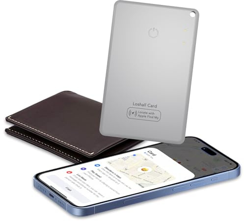 Wallet Tracker Card Localizador Ultradelgado 0.06in, Recargable Smart Tag Tarjeta Compatible con App Buscar Apple (Sólo iOS), Impermeabile Rastreador Buscador para Portafogli/Llaves