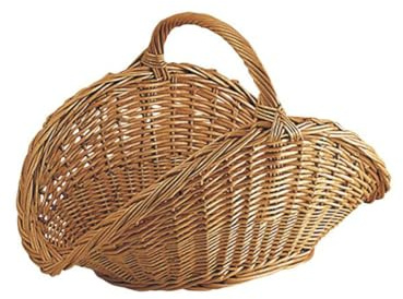 AUBRY GASPARD - Panier à Bûches en Osier Buff - Teinte Miel - Dimensions 62.5 x 42.5 x 42.5 cm - Anse Renforcée avec Fil Galvanisé - Fabrication Artisanale Unique - Léger 1.25 kg - Recyclable et