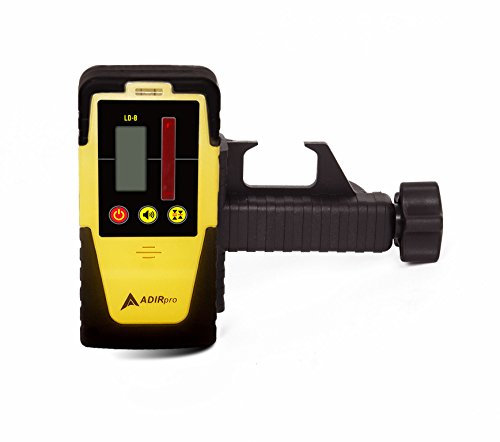 AdirPro Universal Rotary Laser Detector - Digital Laser Detector for Laser Level with Dual Display and Built-in Bubble Level, Compatible with All Red Rotary Lasers - Rod Clamp Included (LDG-8)