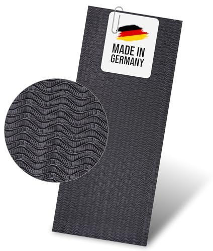Großes rutschfestes Schuhreparatur Sohlengummi zur Anfertigung von Schuhsohlen oder als Anti Rutsch Belag - 3,5 mm stark, Wellenprofil - von Langlauf Schuhbedarf inklusive Anleitung (schwarz)