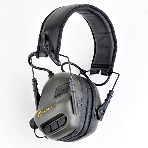 opsmen Elektronischer Gehörschutz Weiche Ohrenschützer Kopfhörer mit AUX Eingang M31 Serie Unterdrückt schädliche Gunshot Noise Verstärkung tiefhängend Sounds (grün)