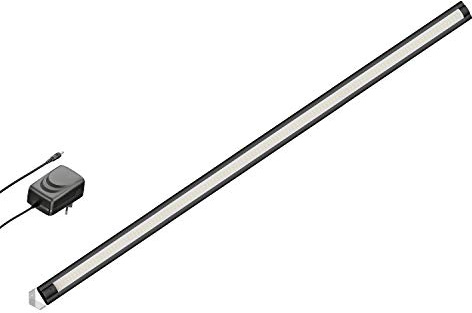 ledscom.de LED Unterbau-Leuchte SIRIS schwarz matt mit Netzteil, Eckmontage, flach, 90cm, 1044lm, weiß