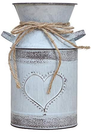 Soyizom Rustic Galvanized Vase Shabby Chic Decor Milk Jug Heart Vase for Vintage Wedding Docor Vase, Rustic Milk Can Tin Jug Vases Decorative Flower Vase for Farmhouse Kitchen Wedding Decoration