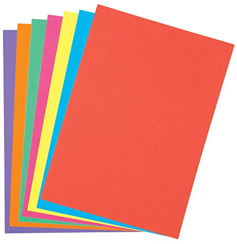Baker Ross AV534 A5 Rainbow Coloured Card - Pack of 50 Sheets, 220gsm, Assorted Colours, Card Making, Scrapbooking, Craft Supplies