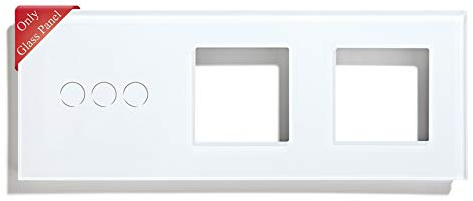 BSEED Marco panel de marco de vidrio para interruptor de luz y enchufe panel de vidrio de cristal panel de vidrio para interruptor de luz de pared y enchufe 3 Gang Blanco 228 mm