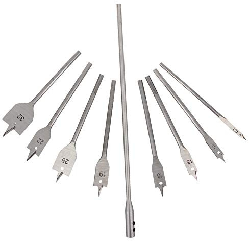 Utoolmart Flachfräsbohrer für Holzpaddel Flachbohrer Sechskantschaft für Holzbearbeitung DIY Cutter Werkzeug, Hartstahl 10in1 Set