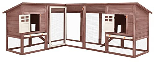 Tidyard Kaninchenstall Kaninchenkäfig Tierhaus Mit 2 Rampen,Hasenstall Kleintierhaus Kleintierstall für Kaninchen,Gehege Häuschen Kippdach,Massives Tannenholz,Sperrholz,verzinkter Stahl