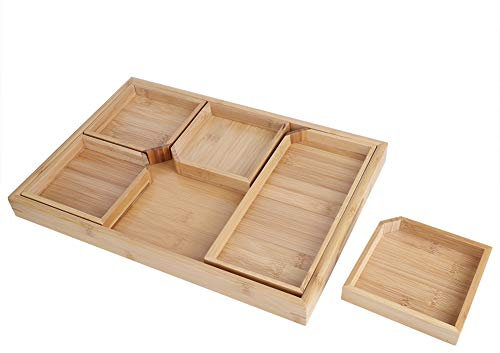 Assiette de service pour bol à collation, plateau à collation multifonction avec plat de service carré à 5 sections, vaisselle ménagère 40 * 28cm pour dessert aux fruits, bonbons, gâteau