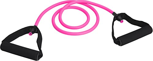 Fitnessband Widerstandsband Tube Expander mit Schaumstoff-Griffen, Resistance Band Gymnastikband Muskeltraining Yoga Pilates Fitness Rehabilitation für Männer & Frauen Farbe Pink-Light 10 LB