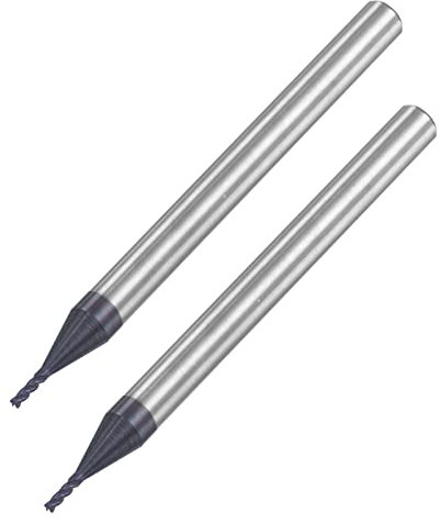 sourcing map Square Nose End Mill, 1mm Tip Dia Solid Carbide AlTiN Coated CNC Router Bits 4 Flute Spiral Milling Cutter HRC45 with 4mm Shank 50mm (2-inch) Length, 2pcs