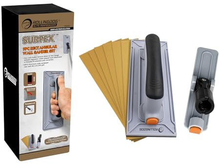 ROLLINGDOG Drywall Pole Sander-Hand Sander with Female Threaded,6PC Oxide Mesh Sandpaper,Rubber Handle,for Wood,Drywall,Metal