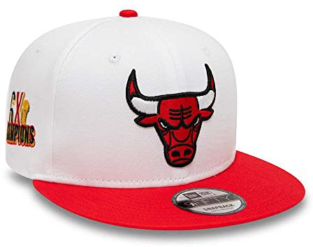 New Era 9Fifty White Crown Patches Bulls KepsEra Damer/Herrar - flat brim hatt basebollkeps NBA cap Snapback, med skärm Vinter Höst Vår Sommar Sommar-Vinter - M/L (57-59 cm) vit-röd