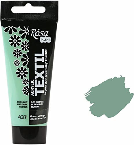 Krevo Art Pinturas para telas resistentes al lavado, pintura textil vintage, verde, pintura acrílica a base de agua, tubo de 60 ml, lavable a máquina para fijar, cobertura intensiva para tejidos