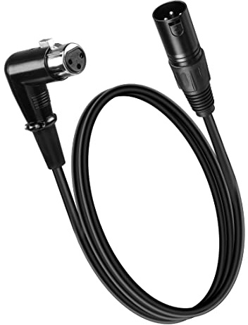 YACSEJAO 3FT XLR Microphone Right Angle Cable - 90 Degrees Female XLR 3Pin Mic Connector for Powered Speakers, Audio Interface or Mixer