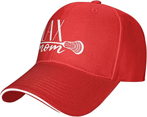LOUJIN Lacrosse Mom Sandwich-Mütze, für Herren und Damen, klassisch, verstellbar, Outdoor-Sandwich-Hut, Schwarz, rot