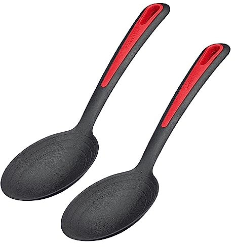 Westmark 2 Salat- u. Servierlöffel, Große Löffelmulde, Innenliegende Skala: 20, 40 + 60 ml, Kunststoff, Gallant, Schwarz/Rot, 296422E3