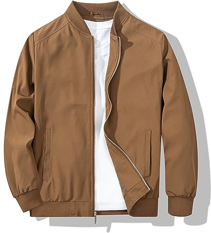 XiaoYouYu Men's Bomber Jacket Fashion Stylish Lightweight Windbreaker Spring Fall Casual Jackets for Men Coffee X-Large