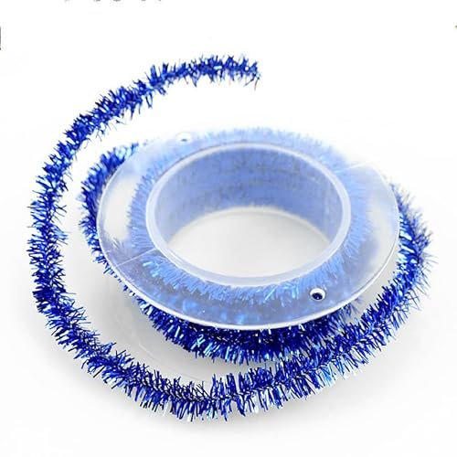 Guirnalda de espumillón para árbol de Navidad, 6 unidades, brillante, metálica, para Navidad, decoración navideña, espumillón para árbol de Navidad, color azul oscuro